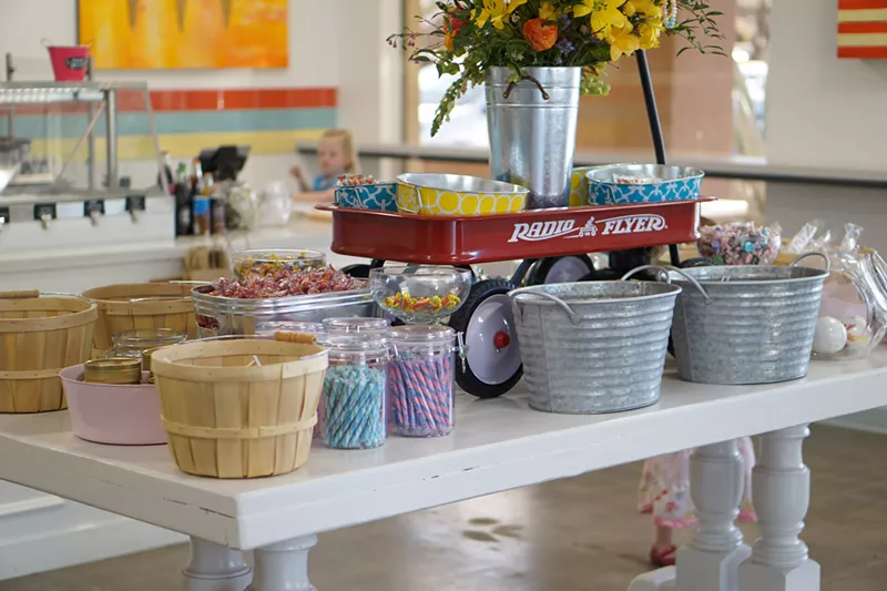 Image: Buckets, baskets, and Radio Flyers of candy at Sweet Provisions in Scottsdale.