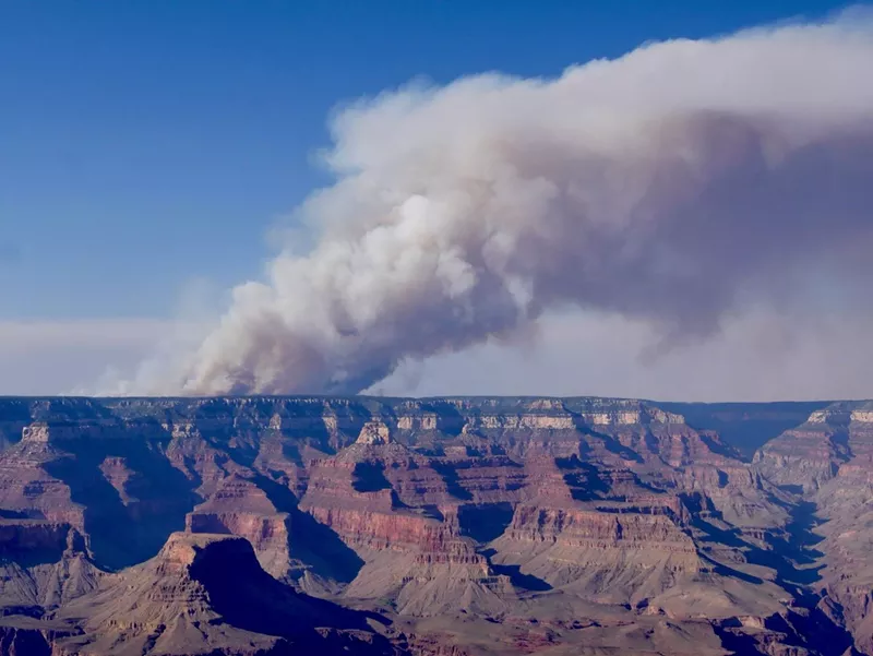 Image: A smoke plume rises over the Grand Canyon on July 11, 2025.