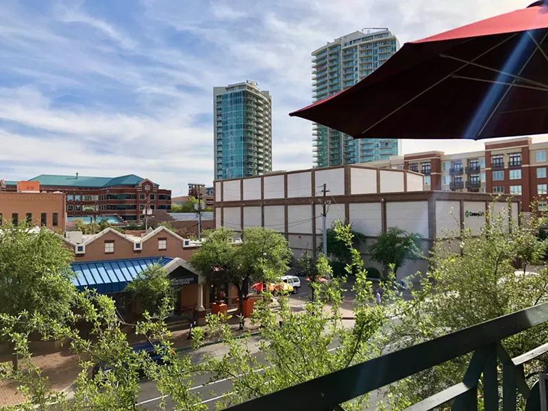 Image: The view from the Gordon Biersch balcony in downtown Tempe.