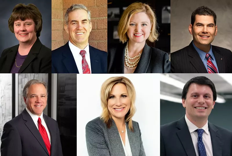Image: Top row, left to right: Rachel Mitchell, Jon Eliason, Allister Adel, Rodney Glassman. Bottom row, left to right: John Kaites, Gina Godbehere, Chris DeRose. Not pictured: Lacy Cooper.