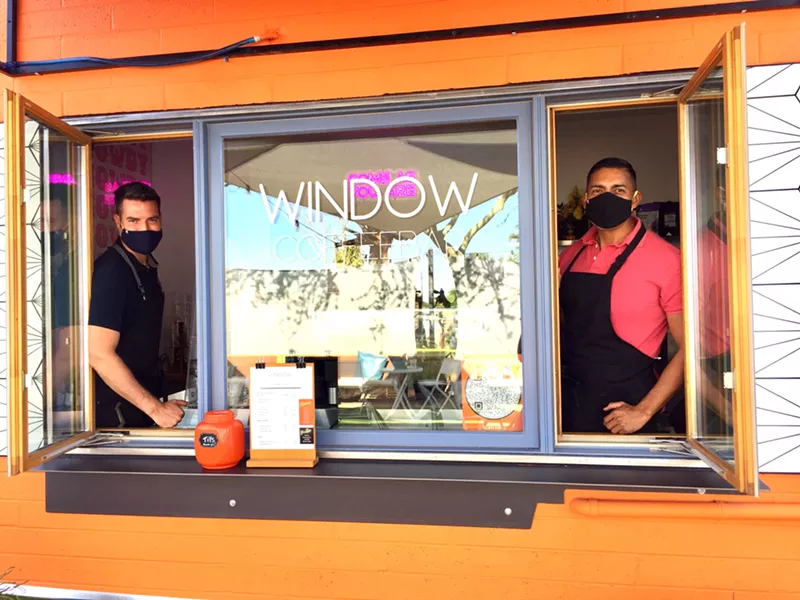 Image: Co-owners Marcus Sanchez and Homero Medrano bring big personality to Window Coffee Bar.