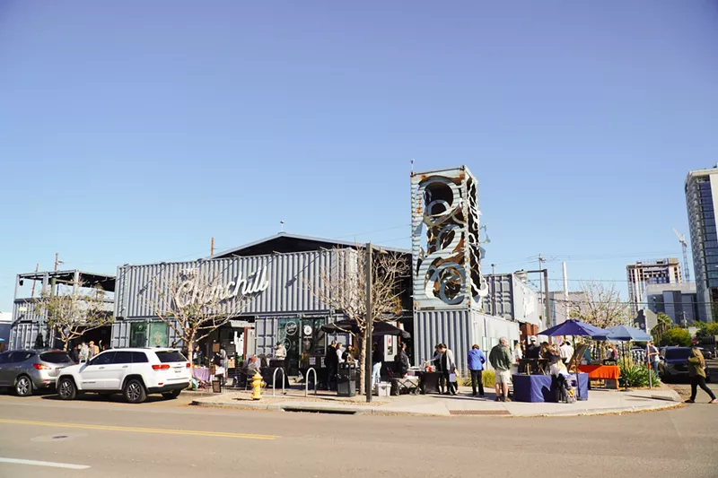 Image: The Churchill, located at First and Garfield Streets, is a vibrant downtown Phoenix community hub packed with independent businesses, walk-up bars, and local restaurants. Soon, Peoria will be home to a similar concept.