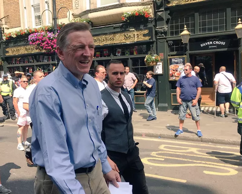 Image: Arizona Congressman Paul Gosar shared this photo from his trip to London on Twitter: "I object to the suppression of the truth," he wrote.