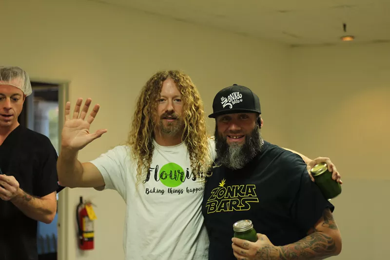 Image: Payton Curry (left), shown here with entrepreneur Chris Martin, is bringing a chef's touch to edibles.