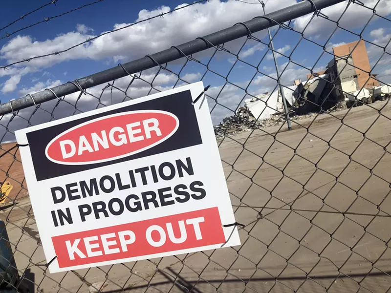 Image: The current state of the Phoenix Greyhound Park's grandstand, which is being demolished.