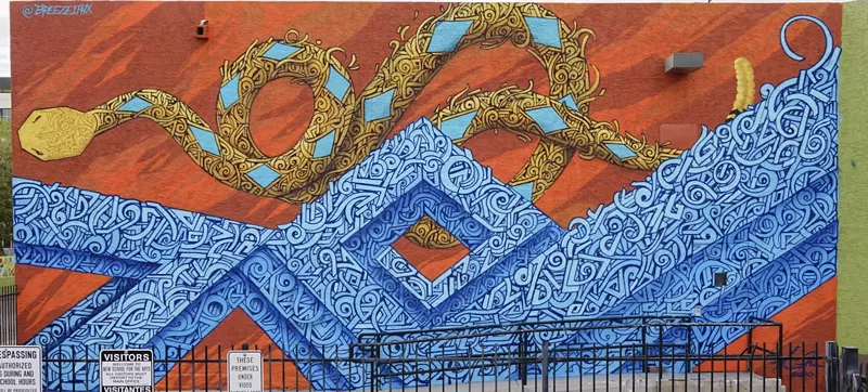 Image: This mural by Marcus resides at the New School for the Arts & Academics in Tempe.