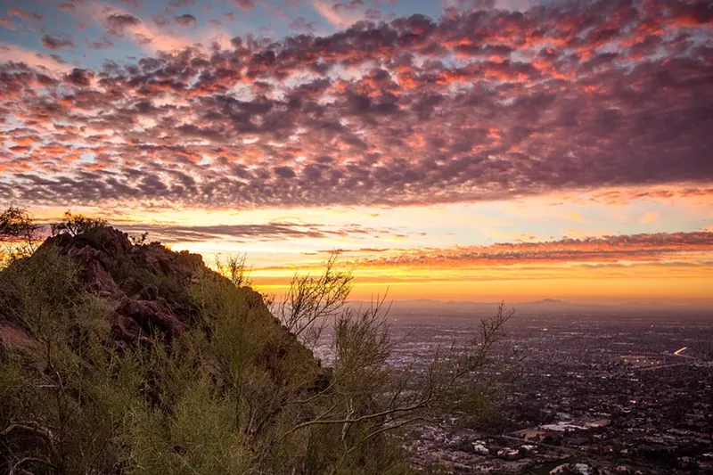 Image: Sunrise is one of the few times you can hike Camelback Mountain this week.