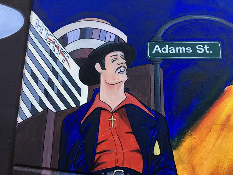 Image: Part of a collaborative mural painted in an alley behind the Arizona Latino Arts and Cultural Center in downtown Phoenix.
