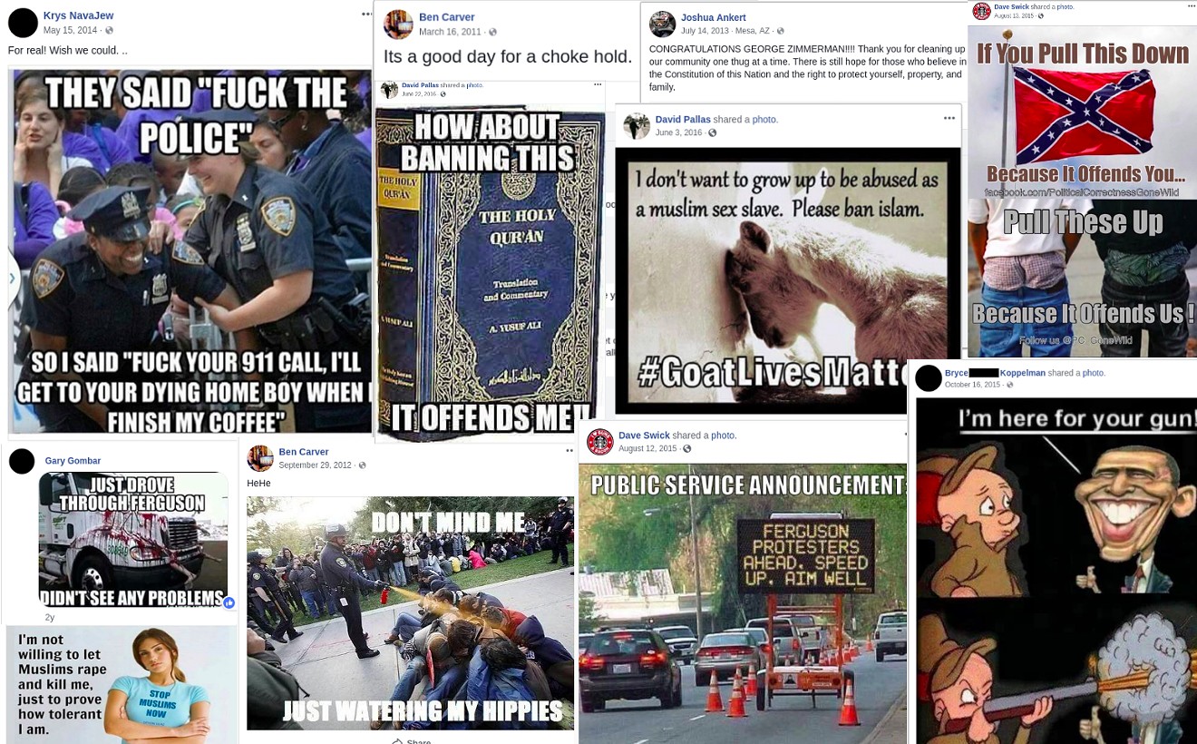 Facebook posts from Phoenix police officers.