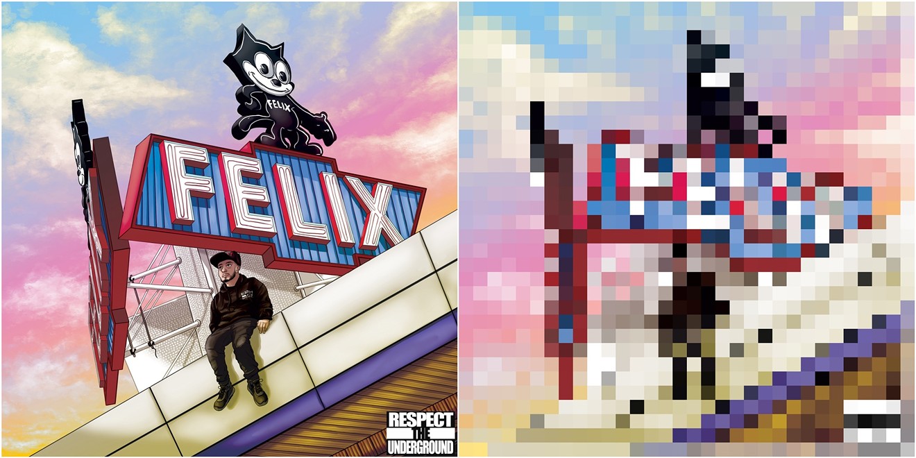 Left: The original artwork for Felix Chevrolet. Right: The updated artwork for Felix Shevrolet.