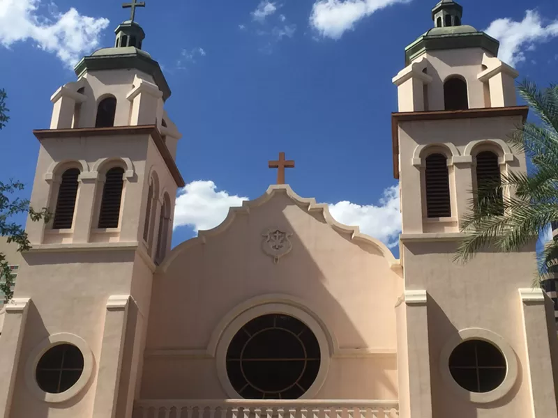 Image: Saint Mary's Basilica sits next to the Diocese of Phoenix.