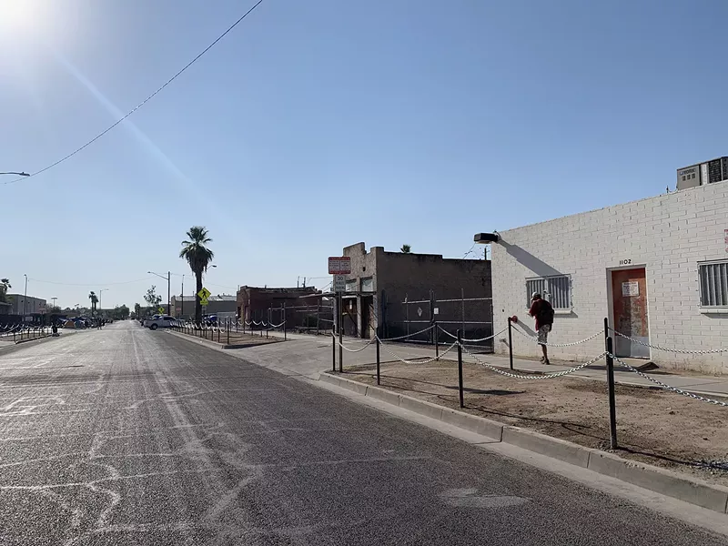 Image: The city spent $209,000 erecting these poles and chains after displacing the people living there.