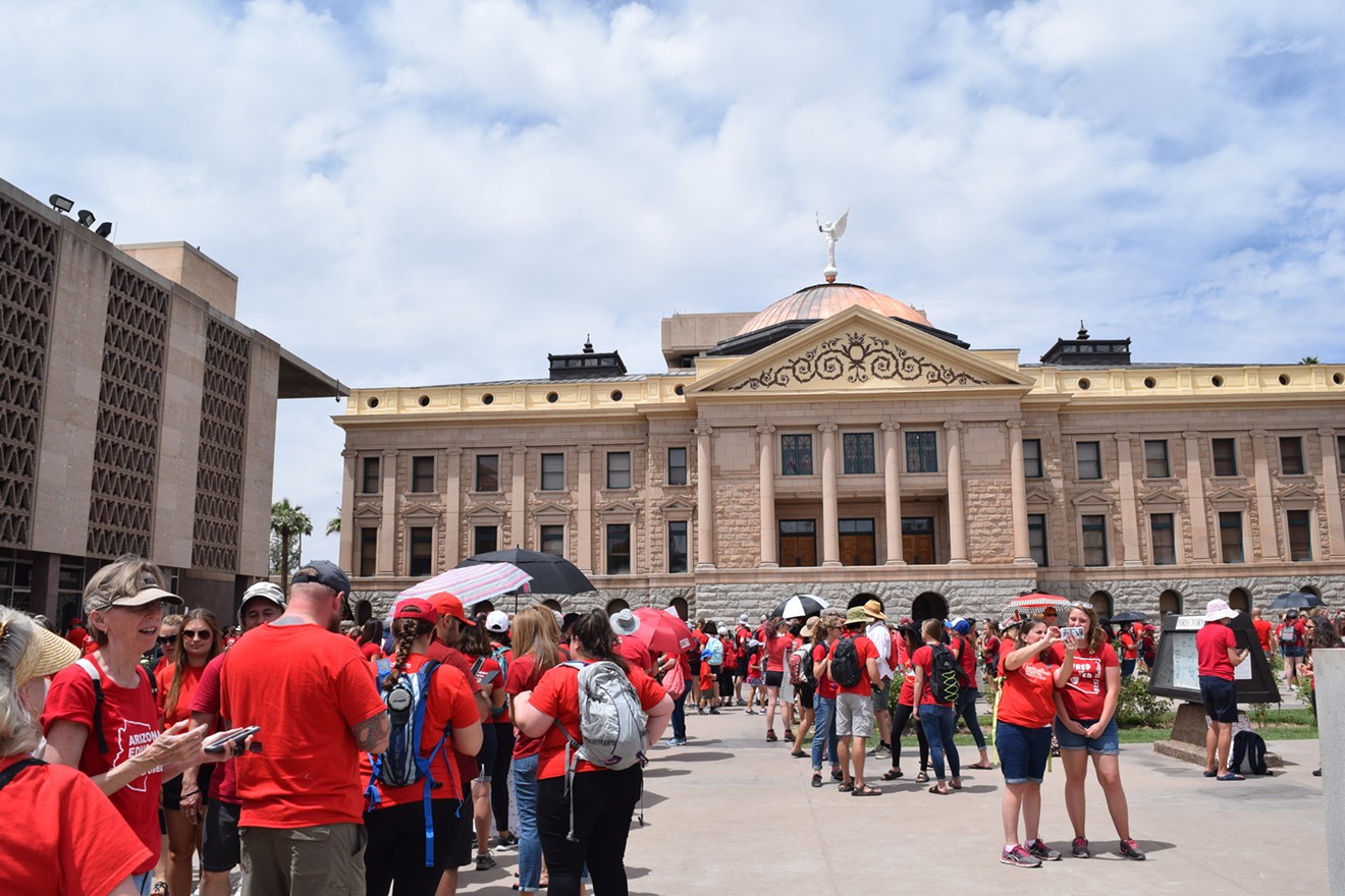 Educators converged on the Capitol for a fourth day of protest on Tuesday during the #RedForEd walkout that has closed most Valley schools.