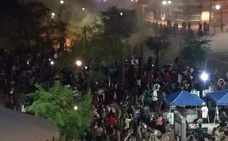 Image: The chaos outside the Phoenix Convention Center after Donald Trump's speech Tuesday night.
