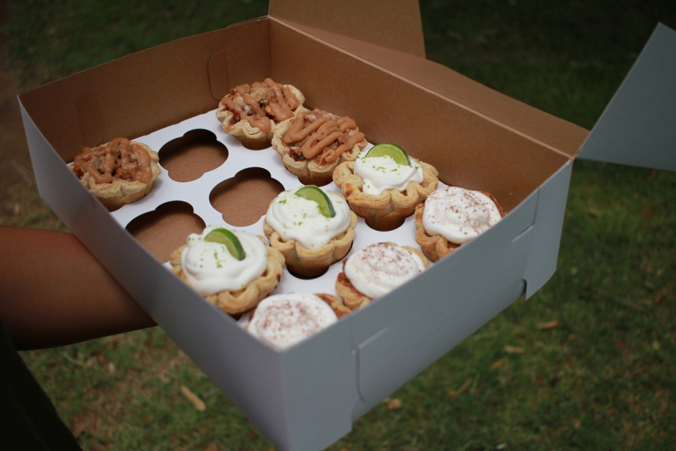 A box of tiny pies from Hugo's.
