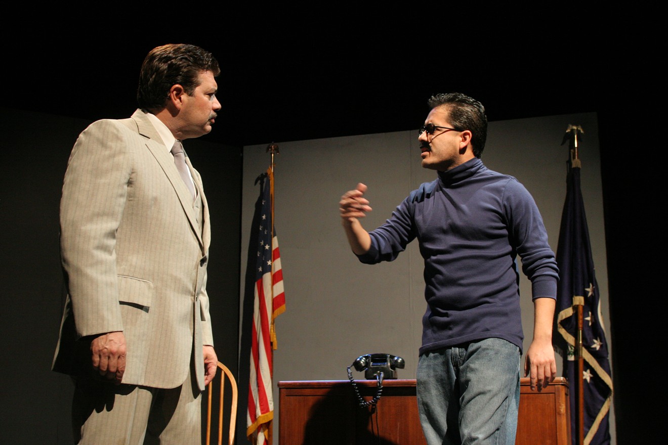 James Garcia (left) and Arturo Martinez in a Garcia play titled American Dreamer: The Life & Times of Raul H. Castro.