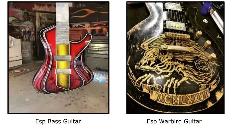 Image: The two missing Lamb of God guitars.