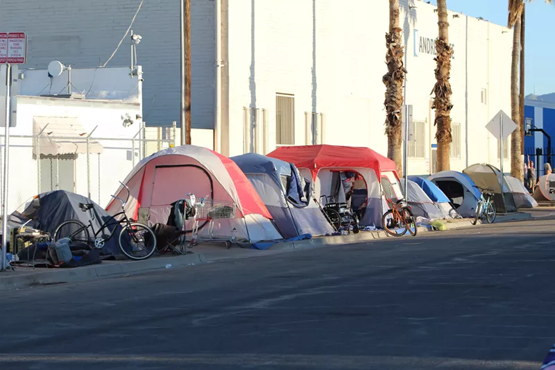 Image: Tents near the homeless shelter in downtown Phoenix, pre-coronavirus.