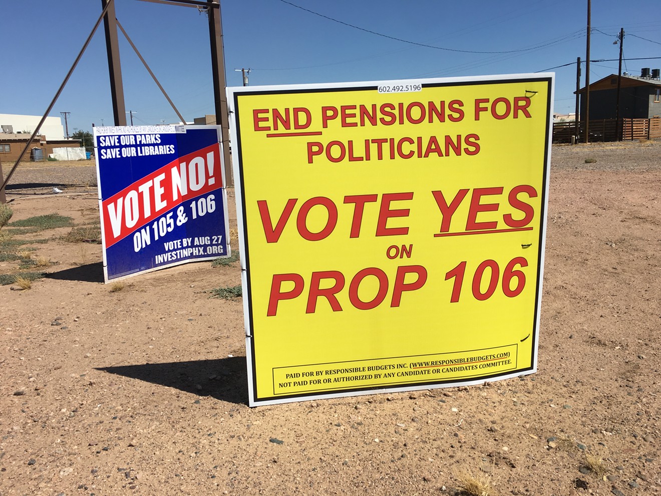 Elections signs for and against Prop 106