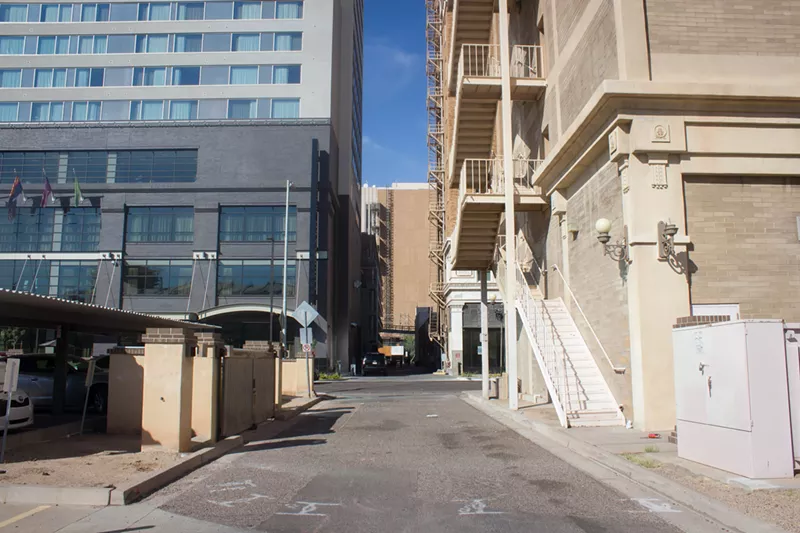 Image: The alleyway behind the historic Barrister Building has become a subject of contention.