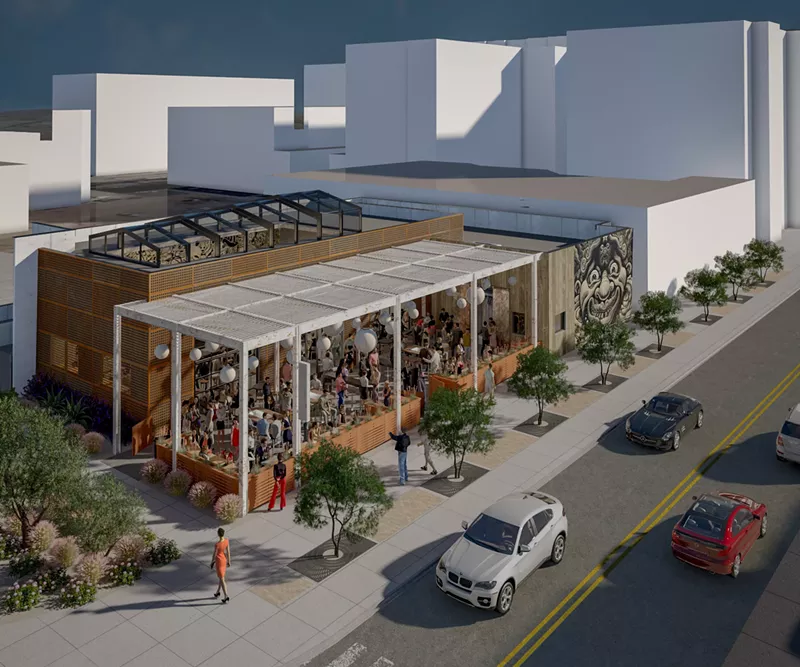 Image: A rendering of the proposed bar and restaurant on the northeast corner of Second and Roosevelt streets.