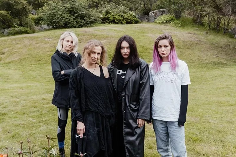 Image: Pussy Riot members, from left, Alina Petrova, Masha Alyokhina, Olga Borisova and Diana Burkot.