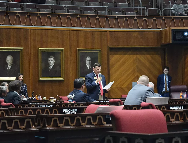 Image: Rep. David Stringer addresses the House floor on January 24.