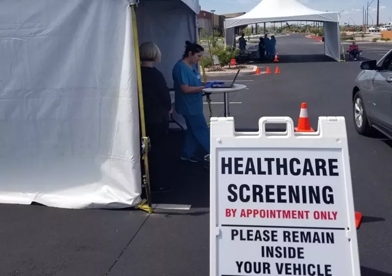 Image: One of Banner Health's four drive-thru COVID-19 testing sites in Arizona.