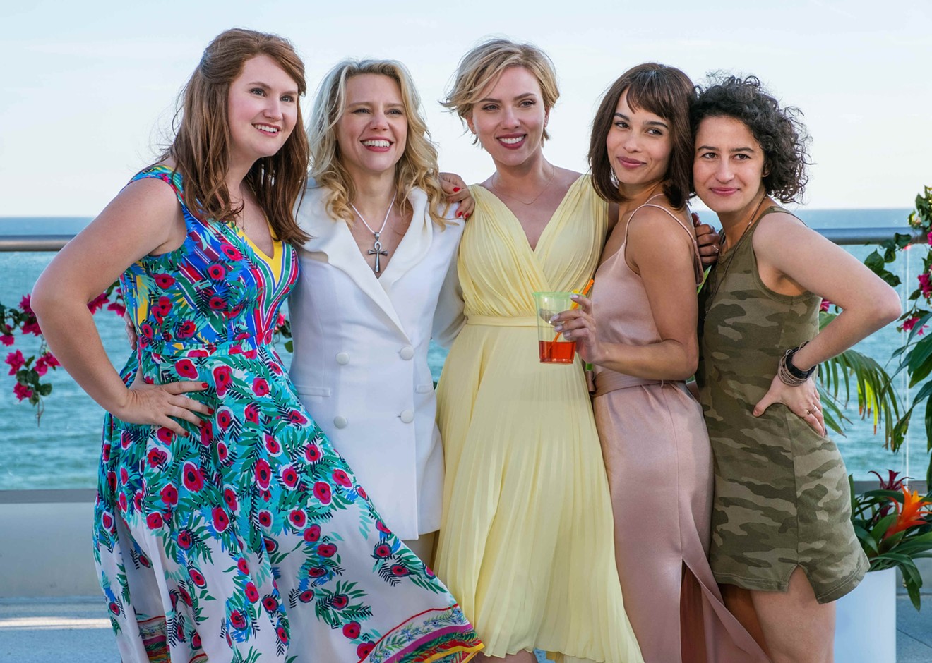 Jillian Bell, Kate McKinnon, Scarlett Johansson, Zoë Kravitz, and Ilana Glazer in Rough Night.