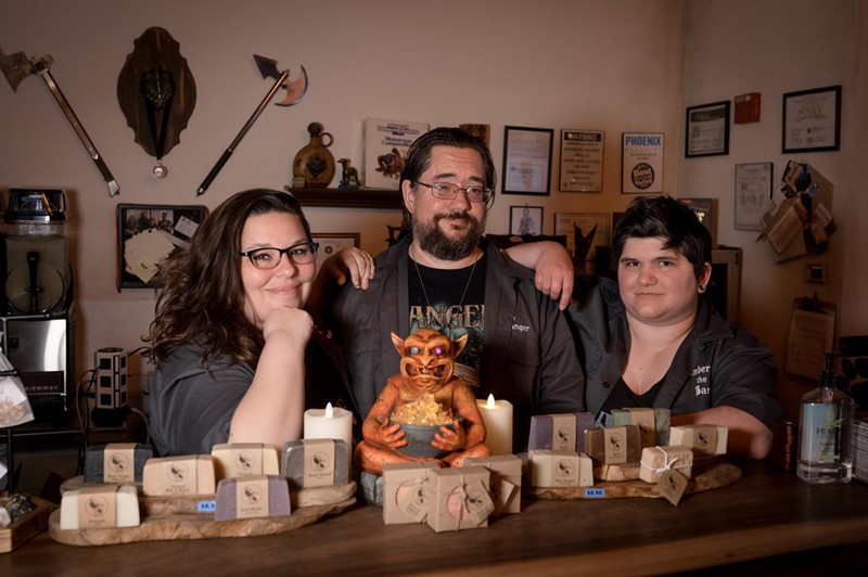 From left, Tamara Chaney, Ben Chaney and Amber Degiso are celebrating five years of Scale & Feather Meadery success in Avondale.