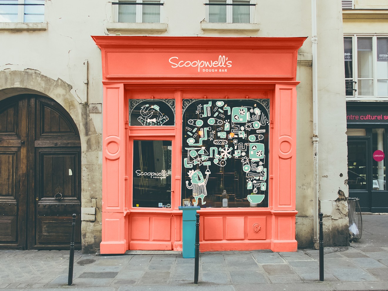 A mockup of the future storefront for Scoopwell's Dough Bar