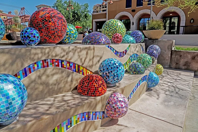 Image: Annette Coleman's new work, Pinball Wizard, can be found at the Scottsdale Waterfront.