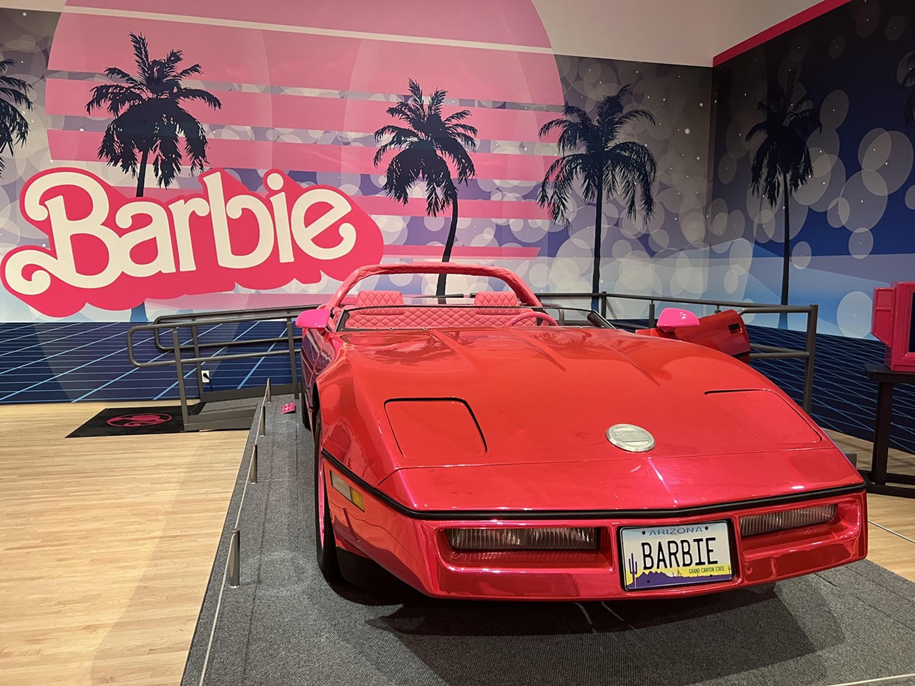 Get your photo taken in a Barbie sportscar at Phoenix Art Museum.