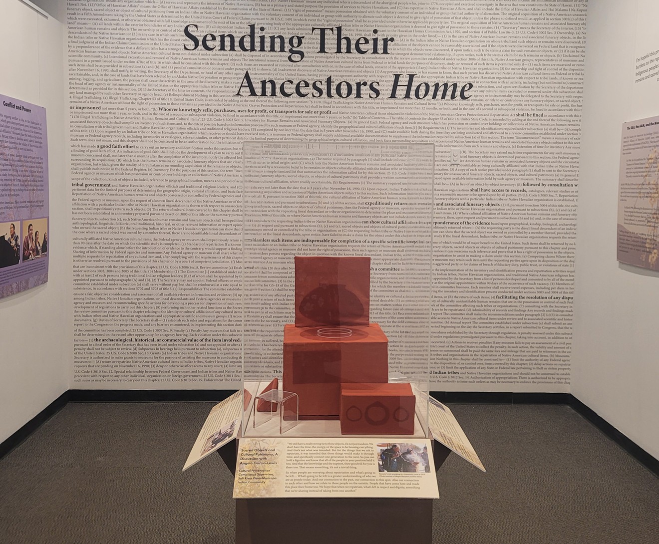The only visual in the exhibit on "Sending Their Ancestors Home" is a representation of how a display might look after items are repatriated.