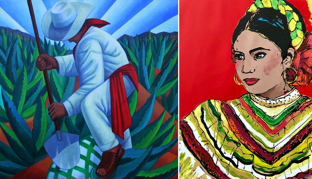 See works by Frank Ybarra (left) and Emily Costello at Vision Gallery.