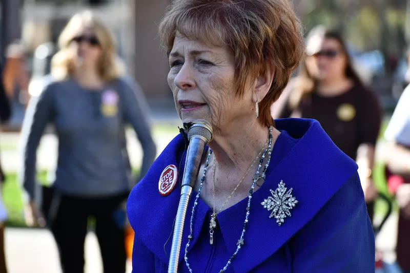 Image: State Senator Sylvia Allen rallies supporters on January 14, 2020.