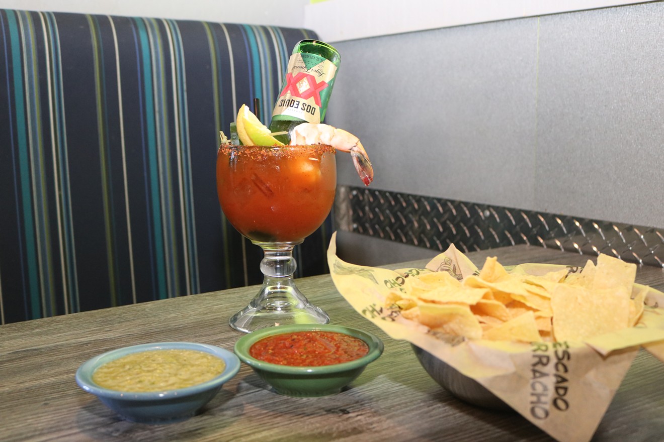 The Michelada Con Comerons at Pescado Borracho is served with chips and salsa.