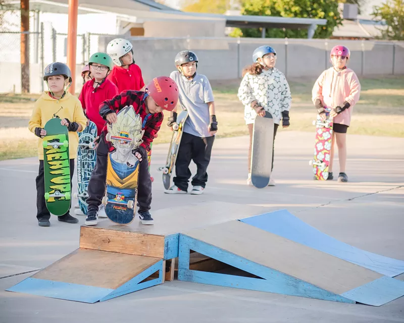 Image: Cowtown Skateboards gets kids from a Skate After School program on wheels.