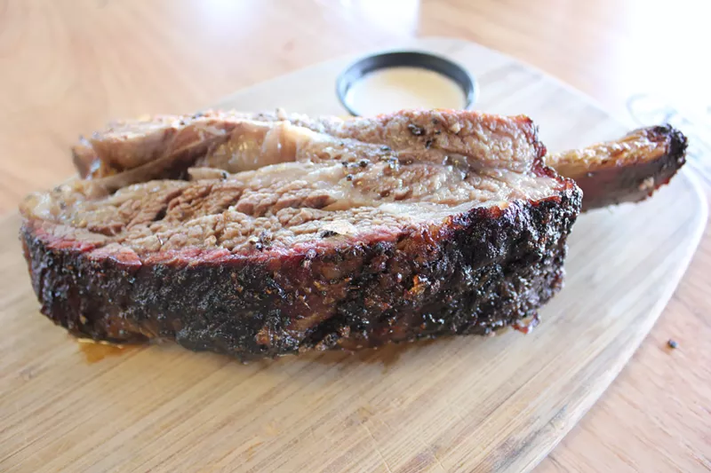 Image: A single smoked beef short rib from NakedQ.