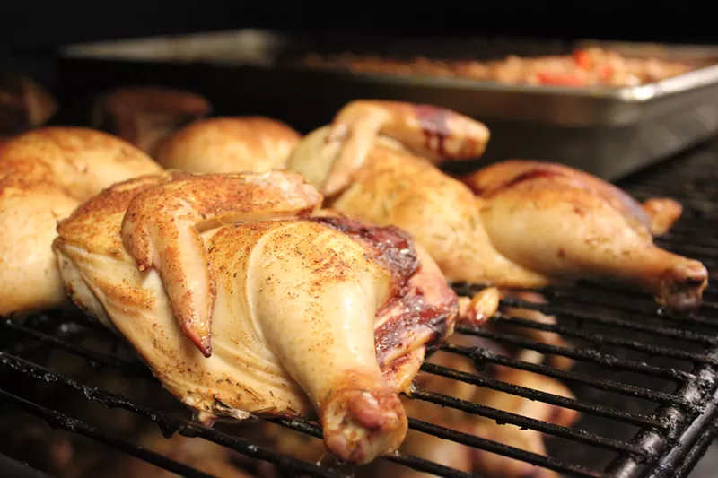 Image: Nichols' smoker can hold 162 half-chickens.