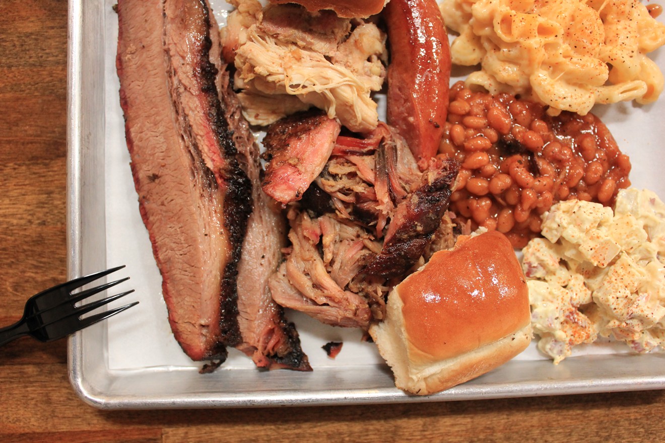 A barbecue platter from Pork on a Fork