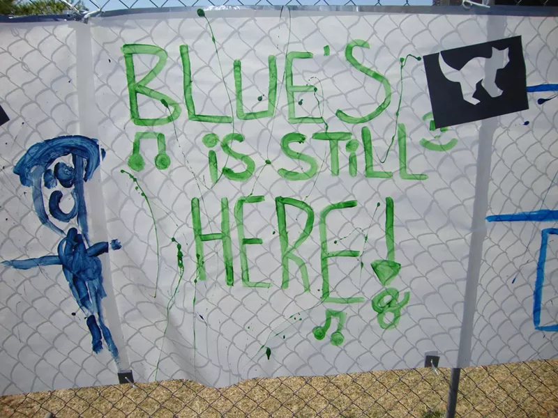 Image: A sign of the times for the blues.