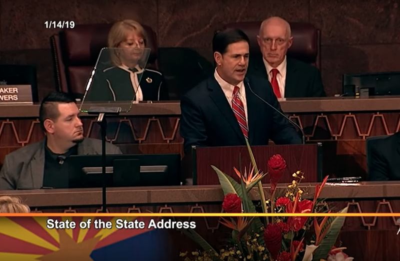 Image: Governor Doug Ducey's fifth state of the state speech on Monday was sunny, with a few warnings to legislators scattered throughout.