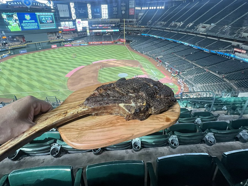 Dedicated Arizona sports fan Nathan Kropp brings his own food to Chase Field.