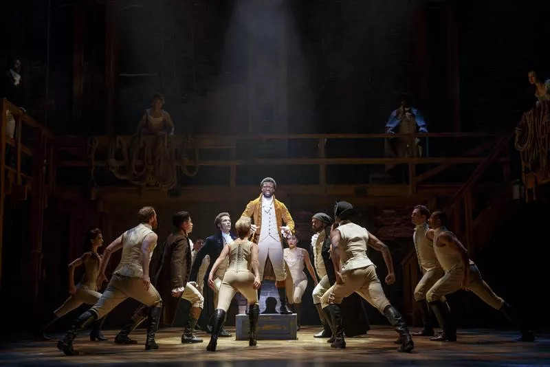 Image: Hamilton company during the Hamilton national tour.