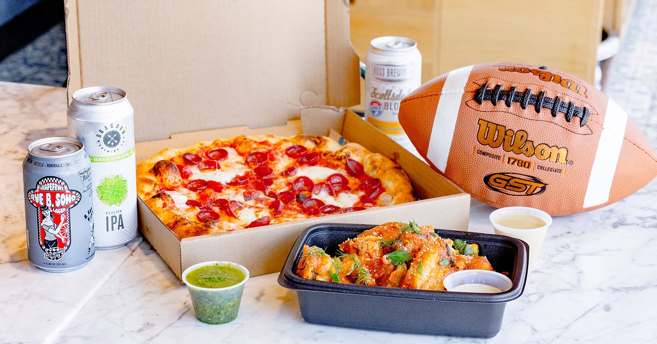 Wings, pizza, and beer — perfect game day food.