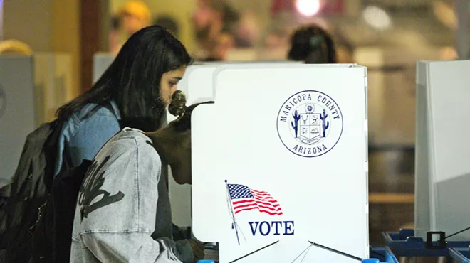 Someone in a Maricopa County voting booth