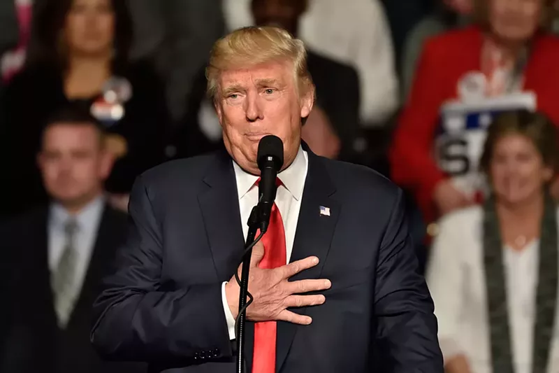 Image: "Can I have a pledge? ... I do solemnly swear that I ... will vote for Donald J. Trump."