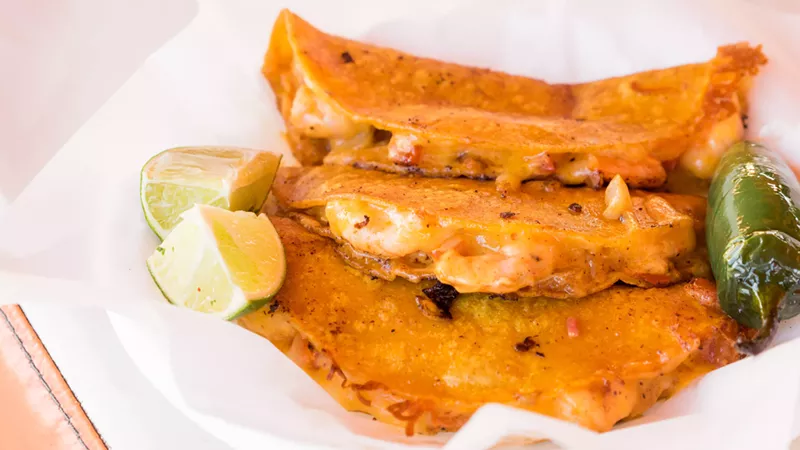 Image: Señor Ozzy’s signature taco is cheesy, rich, and completely satisfying without overpowering the flavor of the shrimp.