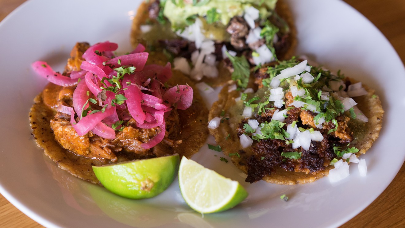 Presidio makes their own chorizo from scratch and serves a taco version of their cochinita pibil.